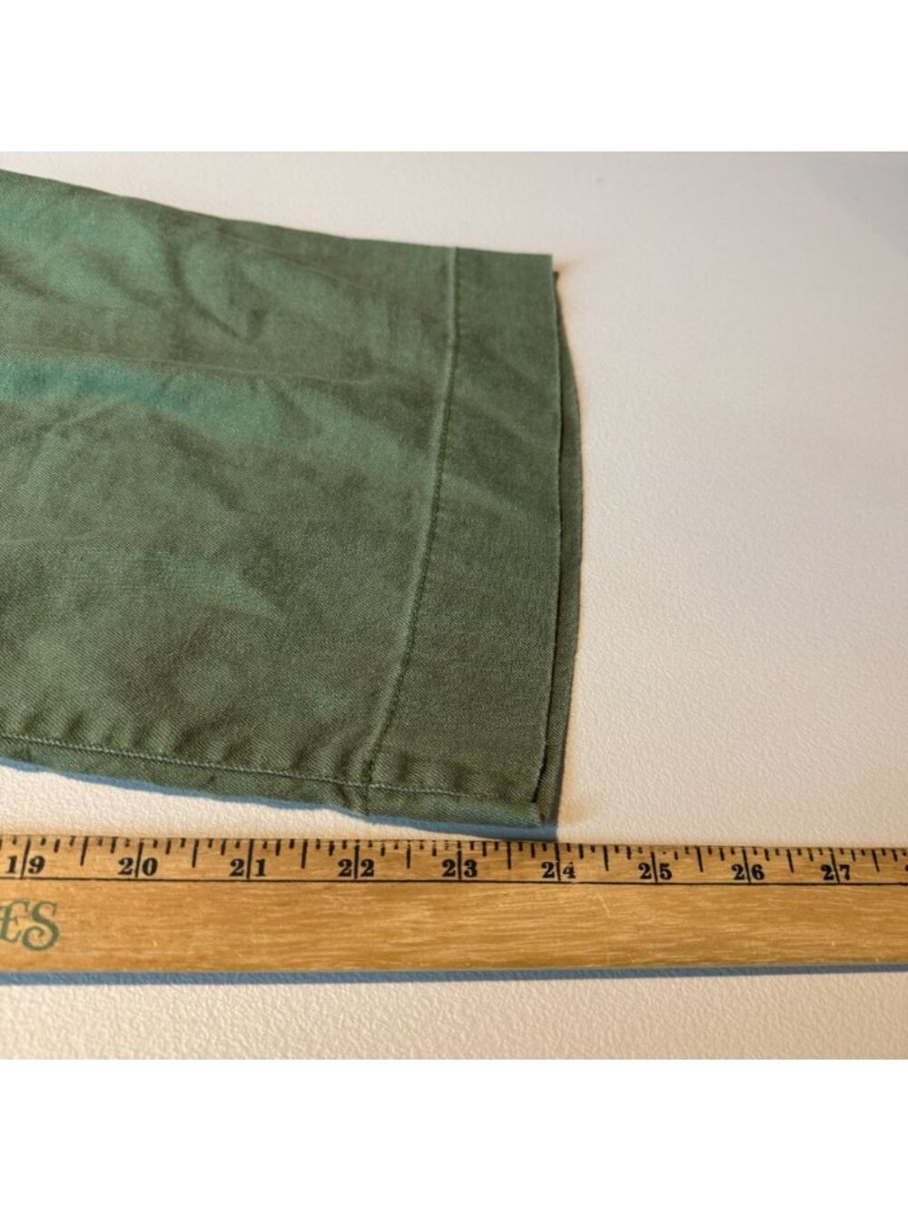Maeve Anthropologie Women 31 The Colette Wide Leg Pant Cropped Green Linen Blend - Picture 7 of 8